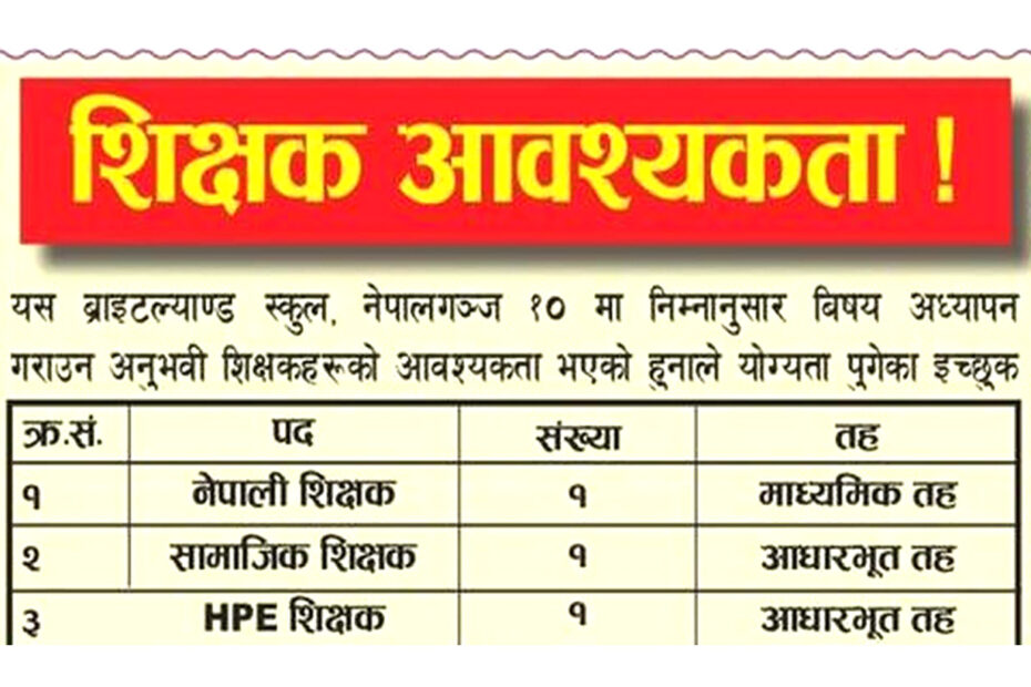 Brightland School job vacancy